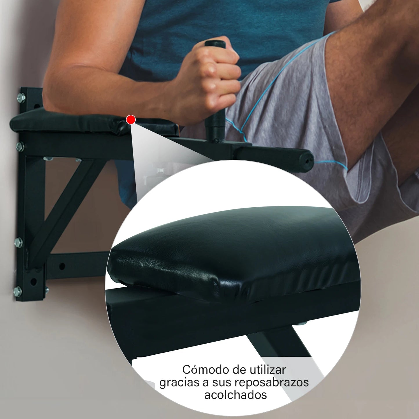 HOMCOM Barra Musculación Pared Deporte Fitness Gimnasio Dominadas Flexiones Casa