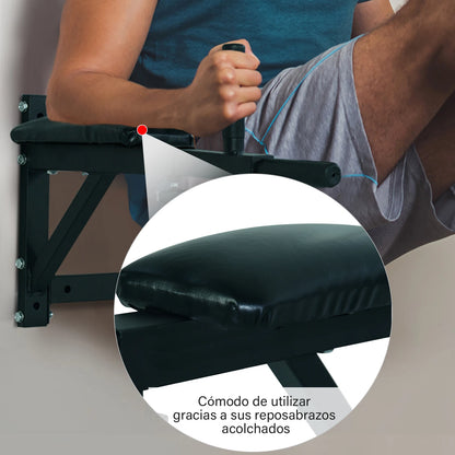 HOMCOM Barra Musculación Pared Deporte Fitness Gimnasio Dominadas Flexiones Casa