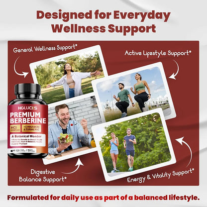 Buy 1 Get 1 Free! Premium Berberine Supplement, for Natural Blood Sugar, Liver Detox, Metabolic Health & Weight Management Aid