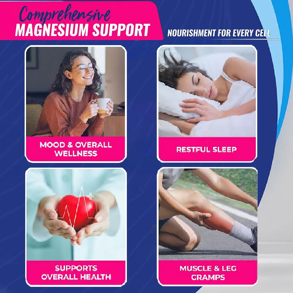Magnesium Complex Supplement 8 Elemental 1000mg - Magnesium Glycinate, Citrate, Malate, Taurate for Bones, Recovery, Energy