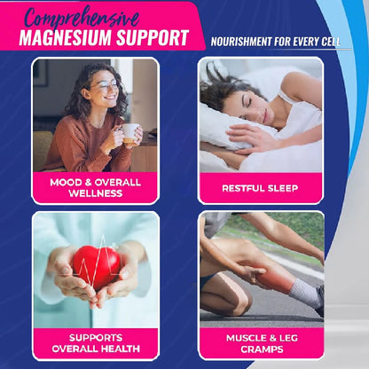Magnesium Complex Supplement 8 Elemental 1000mg - Magnesium Glycinate, Citrate, Malate, Taurate for Bones, Recovery, Energy
