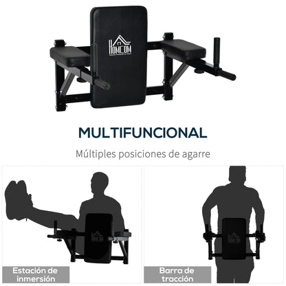 HOMCOM Barra Musculación Pared Deporte Fitness Gimnasio Dominadas Flexiones Casa