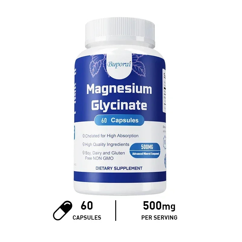 Magnesium Glycinate - Support Nerve, Heart and Muscle Health, Helps with Stress, Sleep Quality Support, Muscles Recovery