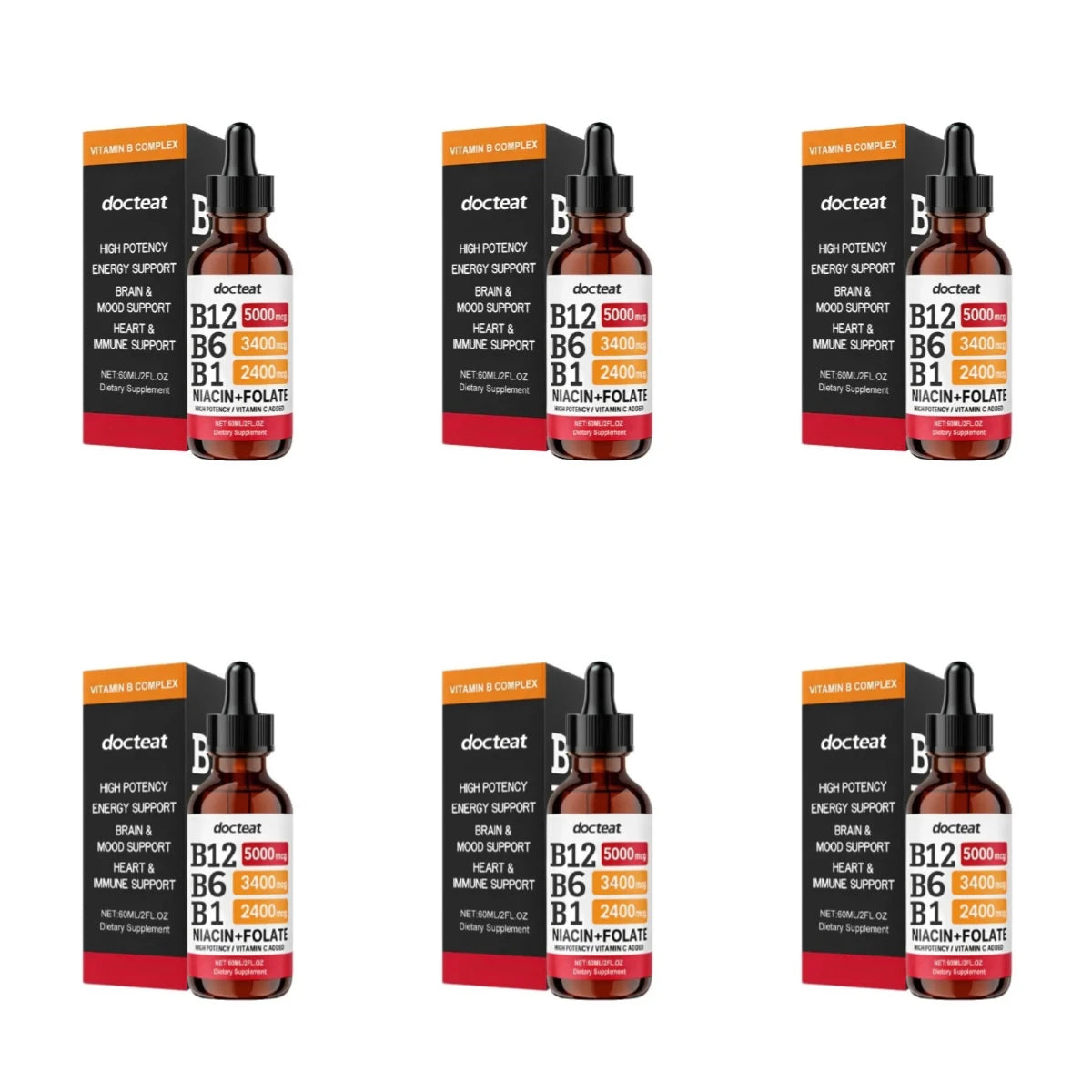 Docteat Vitamin B Complex Liquid Drops with Vitamin C Supports Energy Metabolism Daily Wellness 60ml