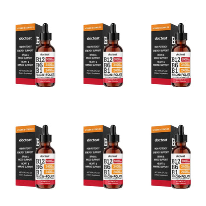 Docteat Vitamin B Complex Liquid Drops with Vitamin C Supports Energy Metabolism Daily Wellness 60ml