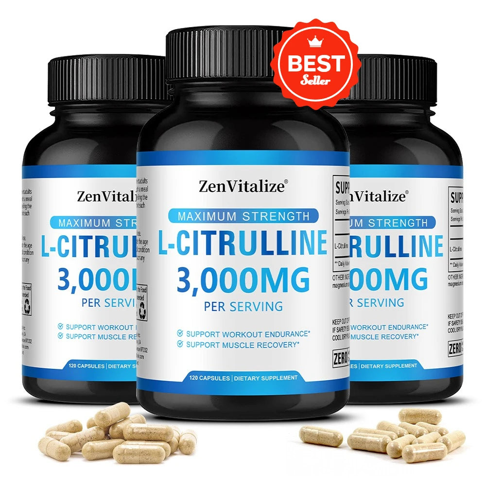 3000 Milligrams of L-citrulline ( Vegetarian Capsules) - Endurance, Exercise Performance - Men's Supplement