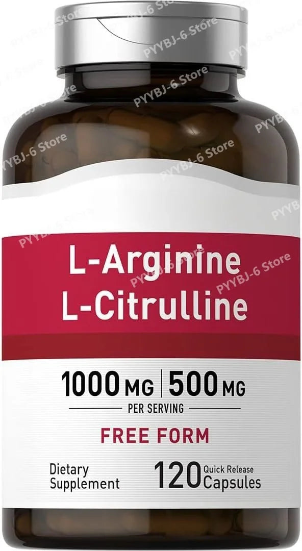L-Arginine L-Citrulline Capsules 1000mg/500mg Free Form Amino Acid Supplement for Fitness Support & Active Lifestyle, 120 Ct