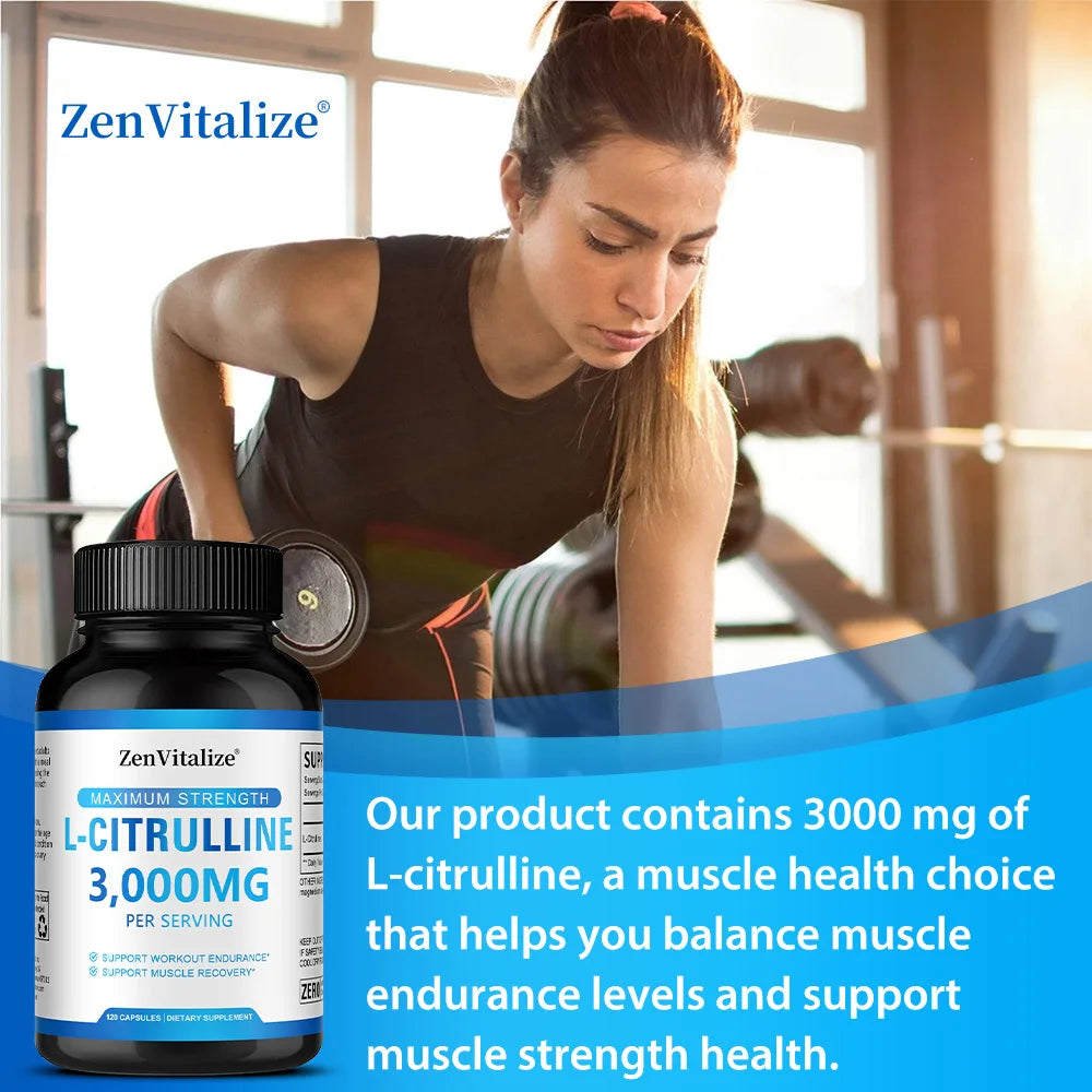 3000 Milligrams of L-citrulline ( Vegetarian Capsules) - Endurance, Exercise Performance - Men's Supplement