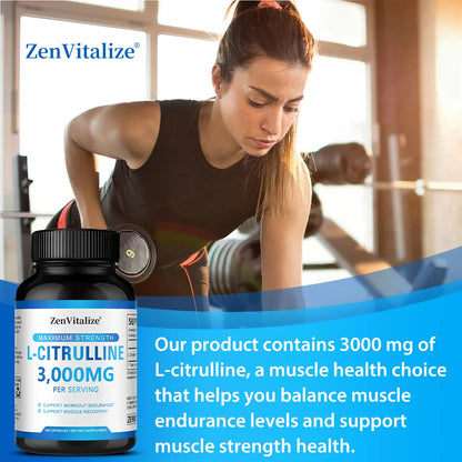 3000 Milligrams of L-citrulline ( Vegetarian Capsules) - Endurance, Exercise Performance - Men's Supplement