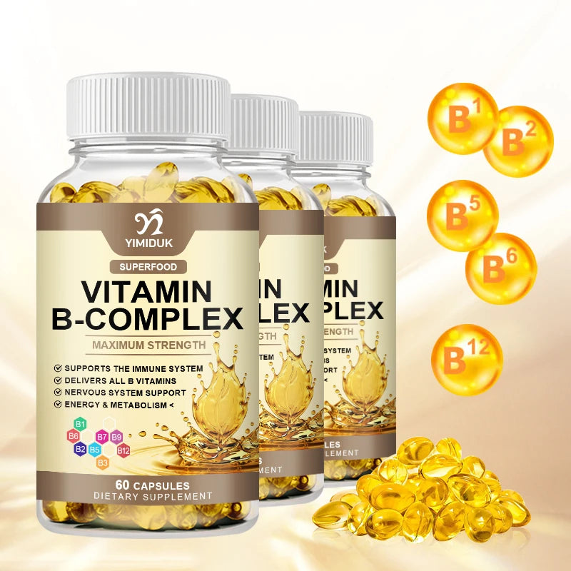 Vitamin B Complex Capsules - Fatigue, Digestion, Stress, Mood Formula, Boosts Energy and Metabolism