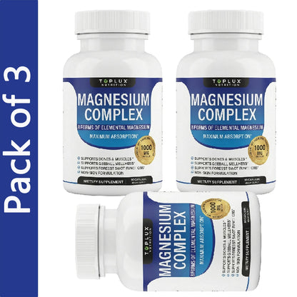Magnesium Complex Supplement 8 Elemental 1000mg - Magnesium Glycinate, Citrate, Malate, Taurate for Bones, Recovery, Energy