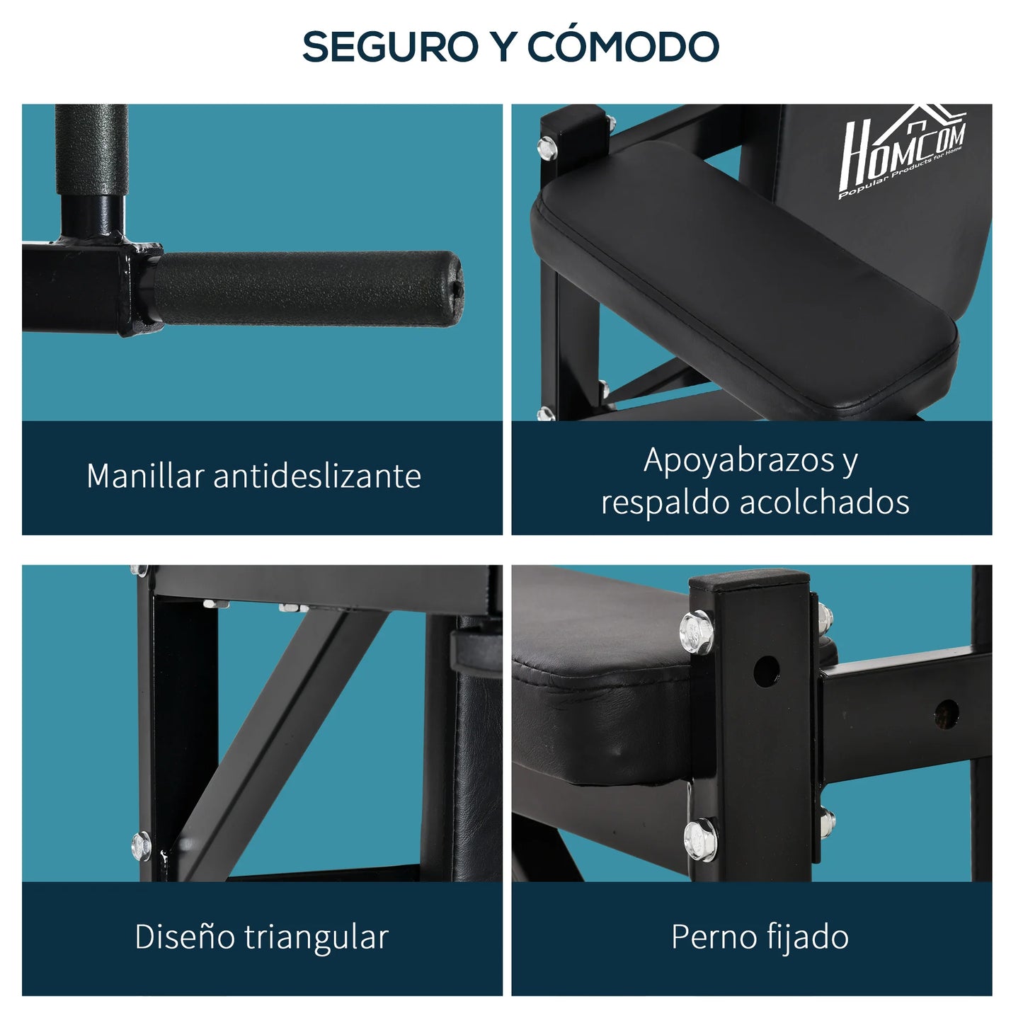 HOMCOM Barra Musculación Pared Deporte Fitness Gimnasio Dominadas Flexiones Casa