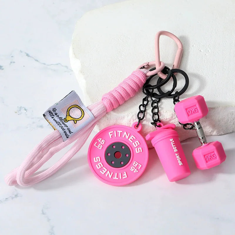 Fitness Keychain Gym Lovers Fitness Enthusiast Gift Barbell Dumbbell Keychain Fitness Bag backpack Charms