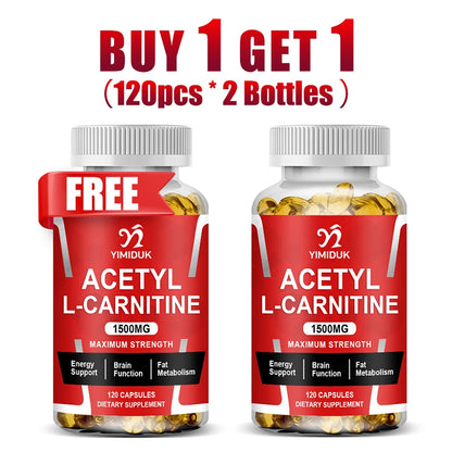 Buy 1 Get 1 Free! Pure Acetyl L-Carnitine Supplement, for Enhances Mental Clarity, Mood & Learning Ability, Cognitive Function