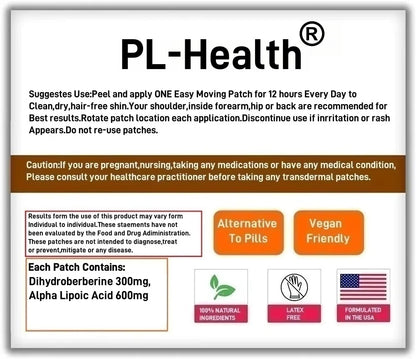 30 Patches Dihydroberberine Transdermal Patches with Alpha Lipoic Acid Support Cellular Health for  Vitality and Well-being