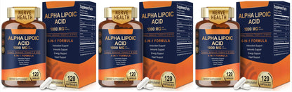Alpha Lipoic Acid 6-in-1 Formula 1000mg, Turmeric Selenium Vitamins C E B12, 120 Veggie Capsules for Daily Wellness Support