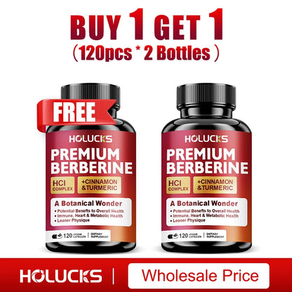 Buy 1 Get 1 Free! Premium Berberine Supplement, for Natural Blood Sugar, Liver Detox, Metabolic Health & Weight Management Aid