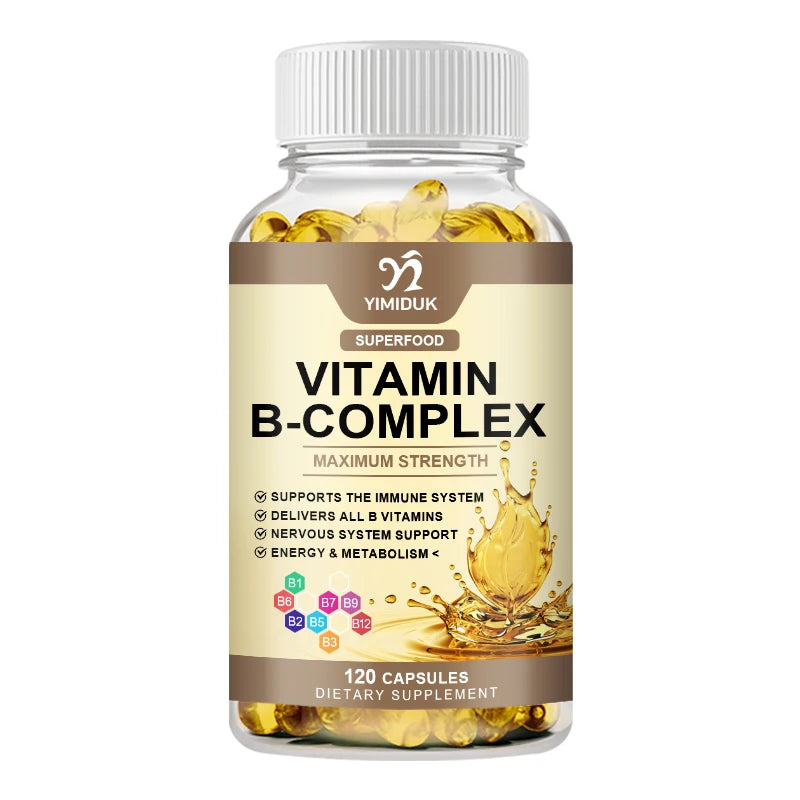 Vitamin B Complex Capsules - Fatigue, Digestion, Stress, Mood Formula, Boosts Energy and Metabolism