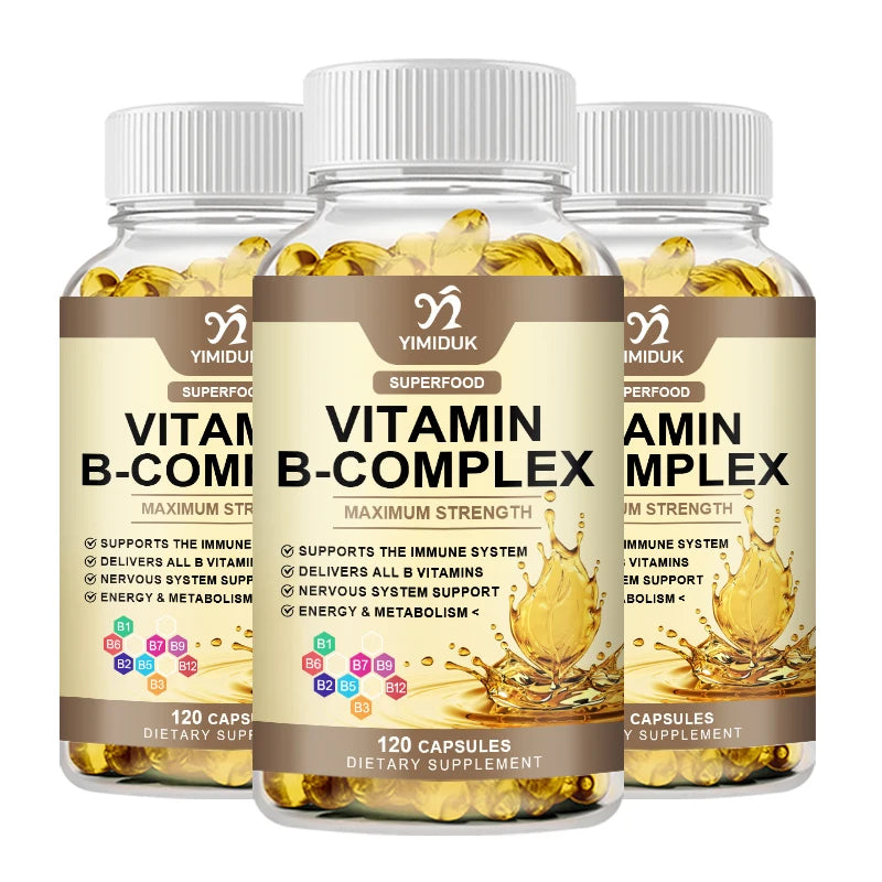 Vitamin B Complex Capsules - Fatigue, Digestion, Stress, Mood Formula, Boosts Energy and Metabolism