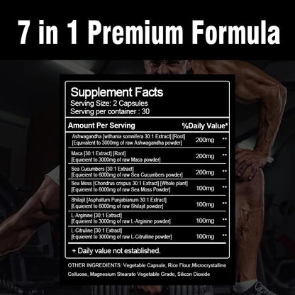 Powerful Herbal & Marine Blend Vitamin for Men Energy, Male Vitality and Overall Wellness Enhancing Supplement