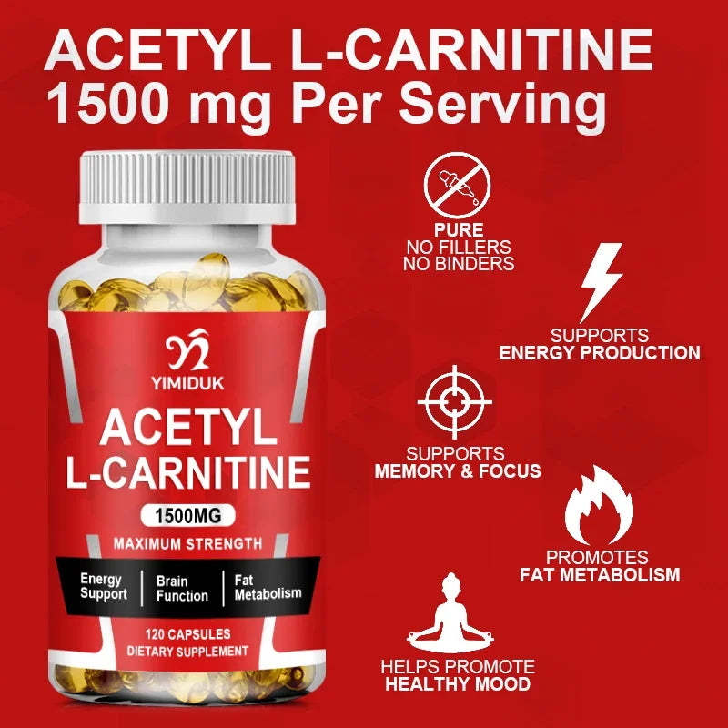 Buy 1 Get 1 Free! Pure Acetyl L-Carnitine Supplement, for Enhances Mental Clarity, Mood & Learning Ability, Cognitive Function