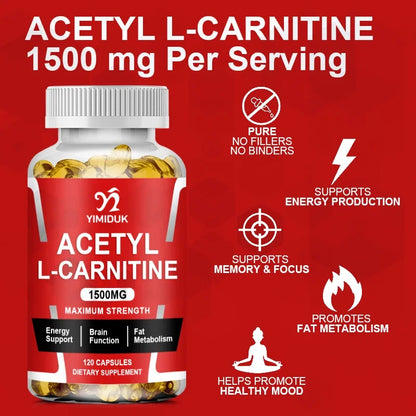 Buy 1 Get 1 Free! Pure Acetyl L-Carnitine Supplement, for Enhances Mental Clarity, Mood & Learning Ability, Cognitive Function