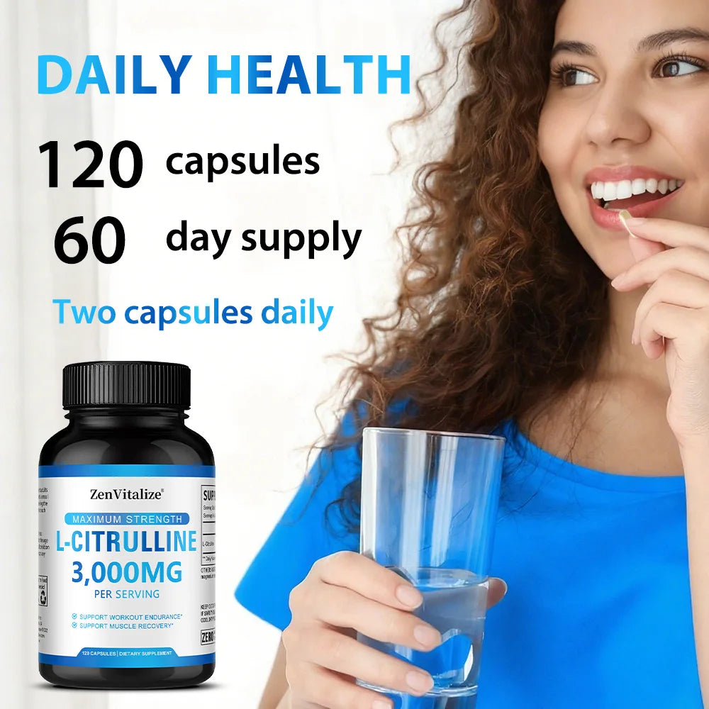 3000 Milligrams of L-citrulline ( Vegetarian Capsules) - Endurance, Exercise Performance - Men's Supplement