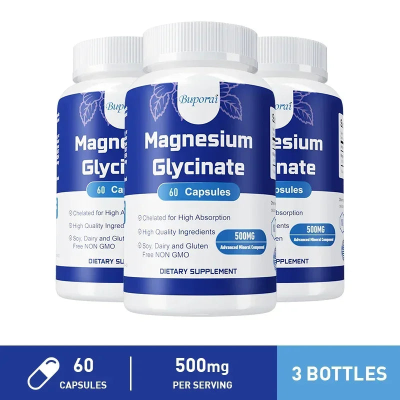 Magnesium Glycinate - Support Nerve, Heart and Muscle Health, Helps with Stress, Sleep Quality Support, Muscles Recovery