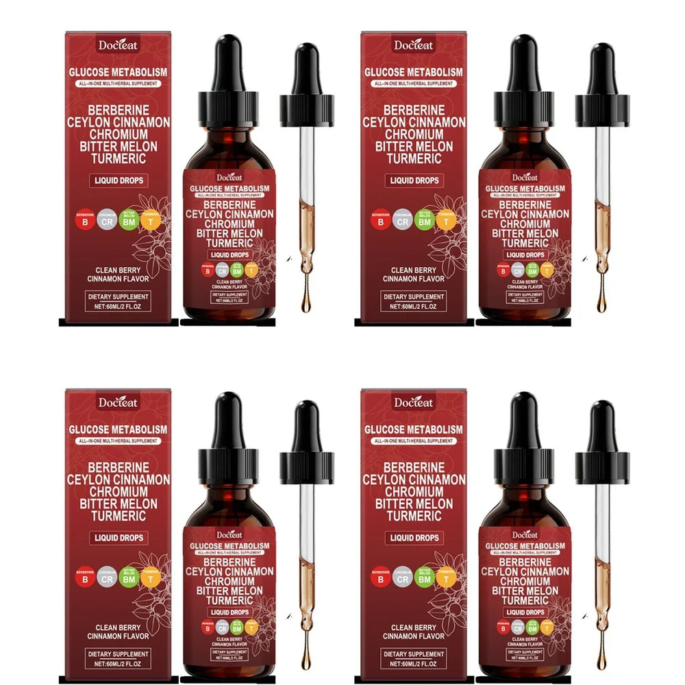 Docteat Metabolism Liquid Drops with Chromium Picolinate, Berberine HCl Extract, Ceylon Cinnamon, Turmeric Extract 60 ML