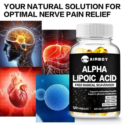 Alpha Lipoic Acid - Supports Neurological Health, Relieve Neuralgia, Powerful Antioxidant, Sugar Metabolism, Improves Immunity