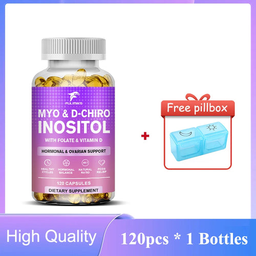 Myo & D-Chiro Inositol Capsules, with Ashwagandha, Improves Muscle, Ovarian Function, Antioxidant, Blood Sugar Balance