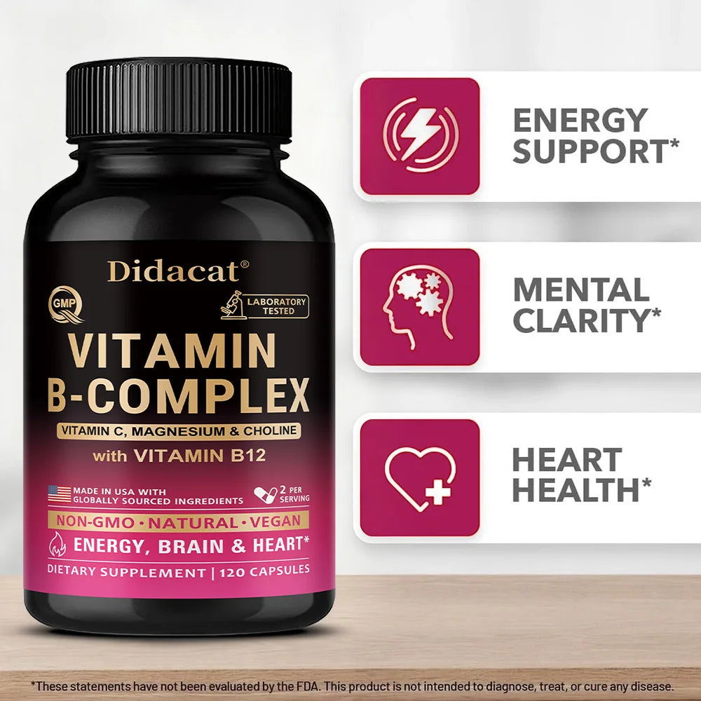 Usable Unisex Active Vitamin B Complex, Highly Effective and Easily Absorbed - Immune, Energy, and Metabolic Supplement