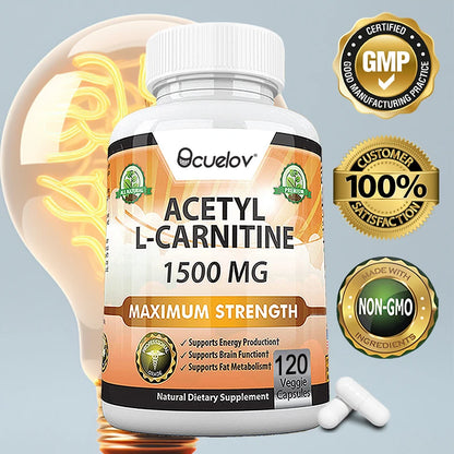 Acetyl L-Carnitine Capsules, Unisex Energy & Metabolic Support Dietary Supplement, Increase Body Performance, Promote Metabolic