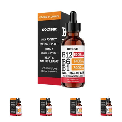 Docteat Vitamin B Complex Liquid Drops with Vitamin C Supports Energy Metabolism Daily Wellness 60ml