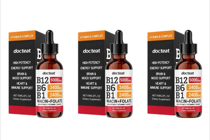 Docteat Vitamin B Complex Liquid Drops with Vitamin C Supports Energy Metabolism Daily Wellness 60ml
