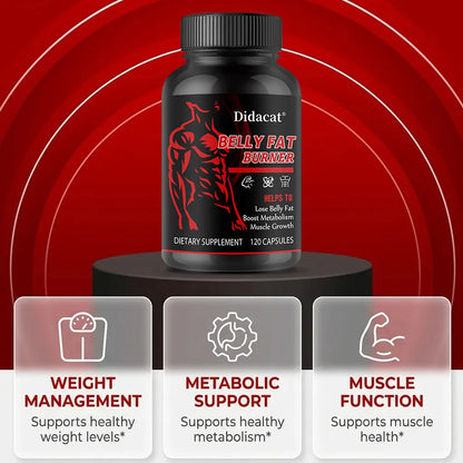 Stimulant-Free Men's Belly Fat Burner Capsules, Boost Metabolism, Burn Stubborn Fat, Tighten Abs, Preserve Muscle, Caffeine-Free