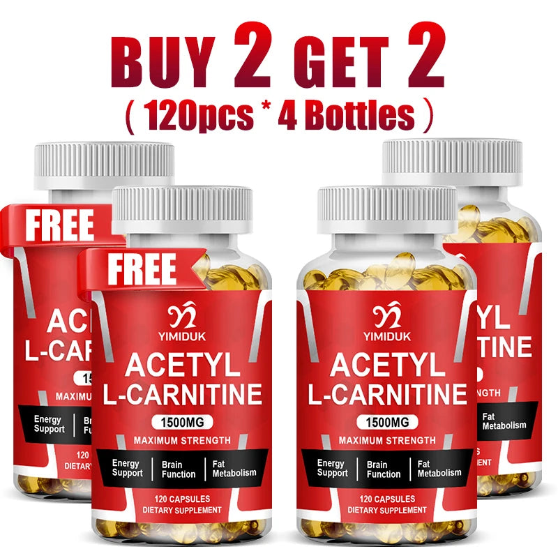 Buy 1 Get 1 Free! Pure Acetyl L-Carnitine Supplement, for Enhances Mental Clarity, Mood & Learning Ability, Cognitive Function