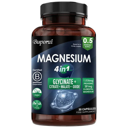 Magnesium 4-in-1 Complex - Supports Immune Health, Promotes Muscle Relaxation and Bone Health, and Helps Improve Sleep