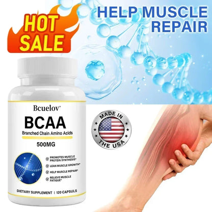 BCAA Supplement – Branched Chain Amino Acids Capsules – Enhance Strength and Energy Levels, Increase Muscle Mass
