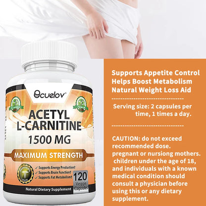 Acetyl L-Carnitine Capsules, Unisex Energy & Metabolic Support Dietary Supplement, Increase Body Performance, Promote Metabolic