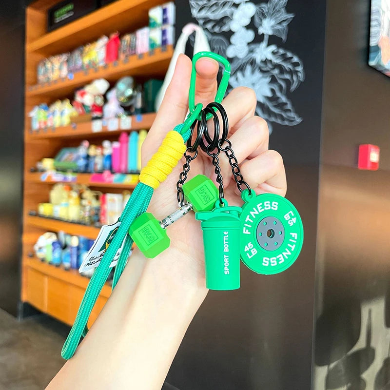 Fitness Keychain Gym Lovers Fitness Enthusiast Gift Barbell Dumbbell Keychain Fitness Bag backpack Charms