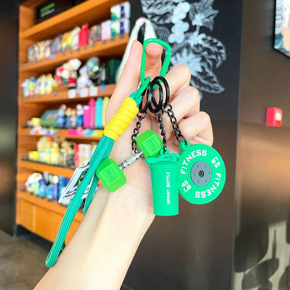 Fitness Keychain Gym Lovers Fitness Enthusiast Gift Barbell Dumbbell Keychain Fitness Bag backpack Charms