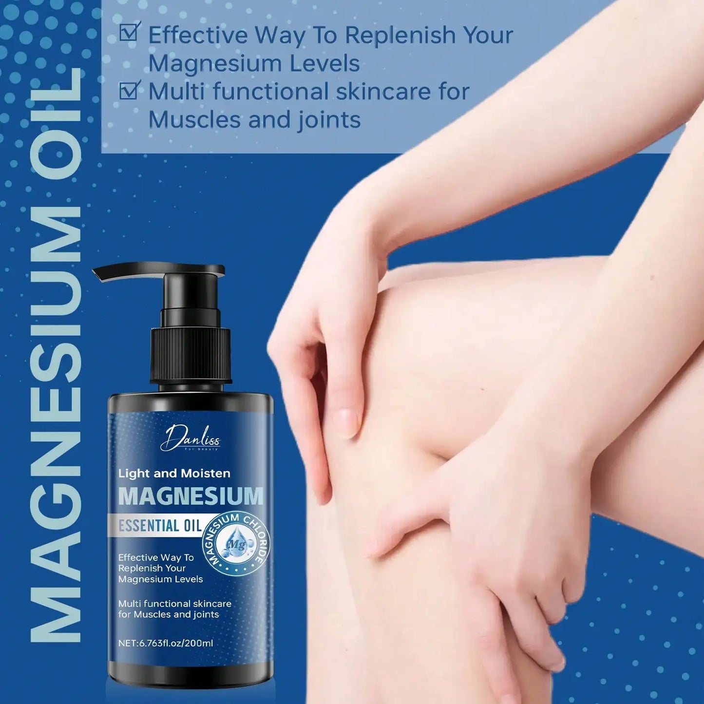 Magnesium Essential Oil For Muscle And Skin Care - Deeply Moisturizing And Soothing, Enhances Skin Softness And Elasticity