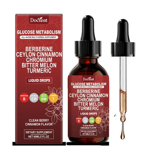 Docteat Metabolism Liquid Drops with Chromium Picolinate, Berberine HCl Extract, Ceylon Cinnamon, Turmeric Extract 60 ML