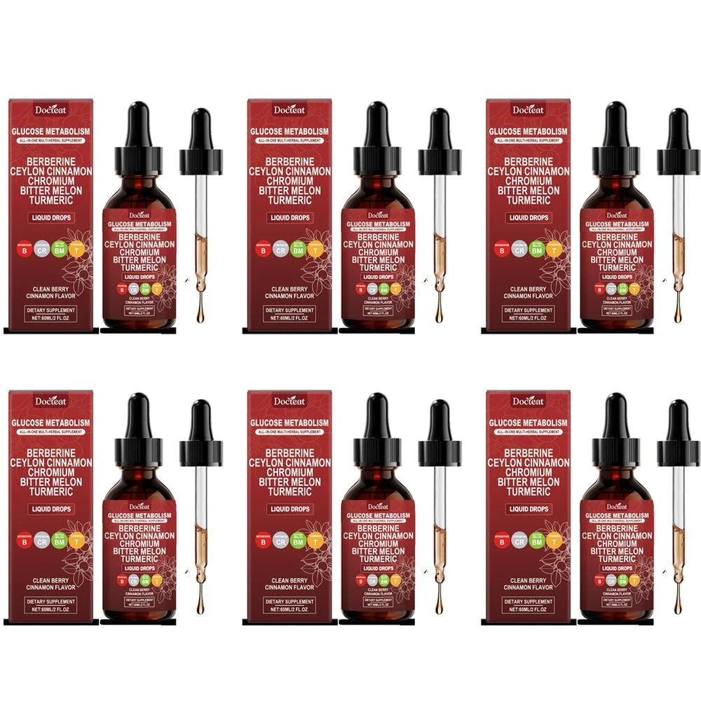 Docteat Metabolism Liquid Drops with Chromium Picolinate, Berberine HCl Extract, Ceylon Cinnamon, Turmeric Extract 60 ML