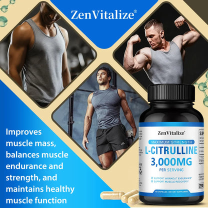 3000 Milligrams of L-citrulline ( Vegetarian Capsules) - Endurance, Exercise Performance - Men's Supplement