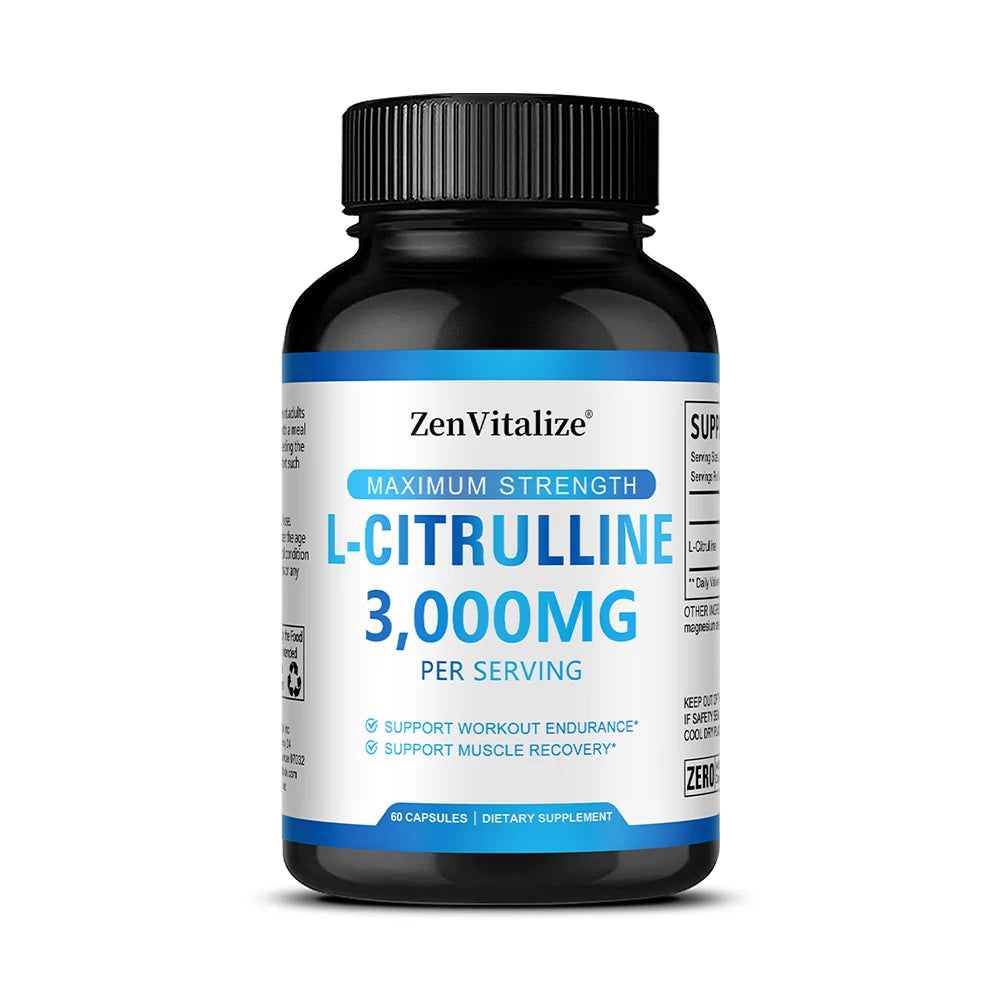 3000 Milligrams of L-citrulline ( Vegetarian Capsules) - Endurance, Exercise Performance - Men's Supplement