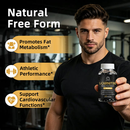 BBEEAAUU L-Carnitine Capsules Burner Fat Fat Burning Support Energy Grow Muscles Promote Metabolism Sport Supplement Health Diet