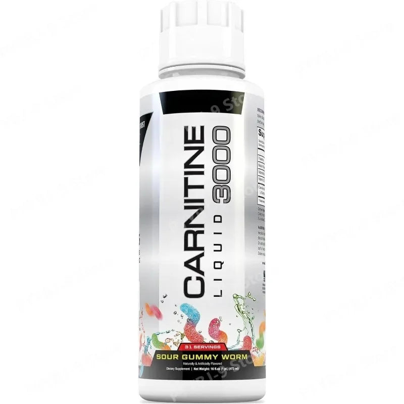 L-Carnitine Liquid 3000mg Sour Gummy Worm Flavor, 31 Servings, Fitness Supplement, Amino Acid Drink, Energy & Metabolism Support