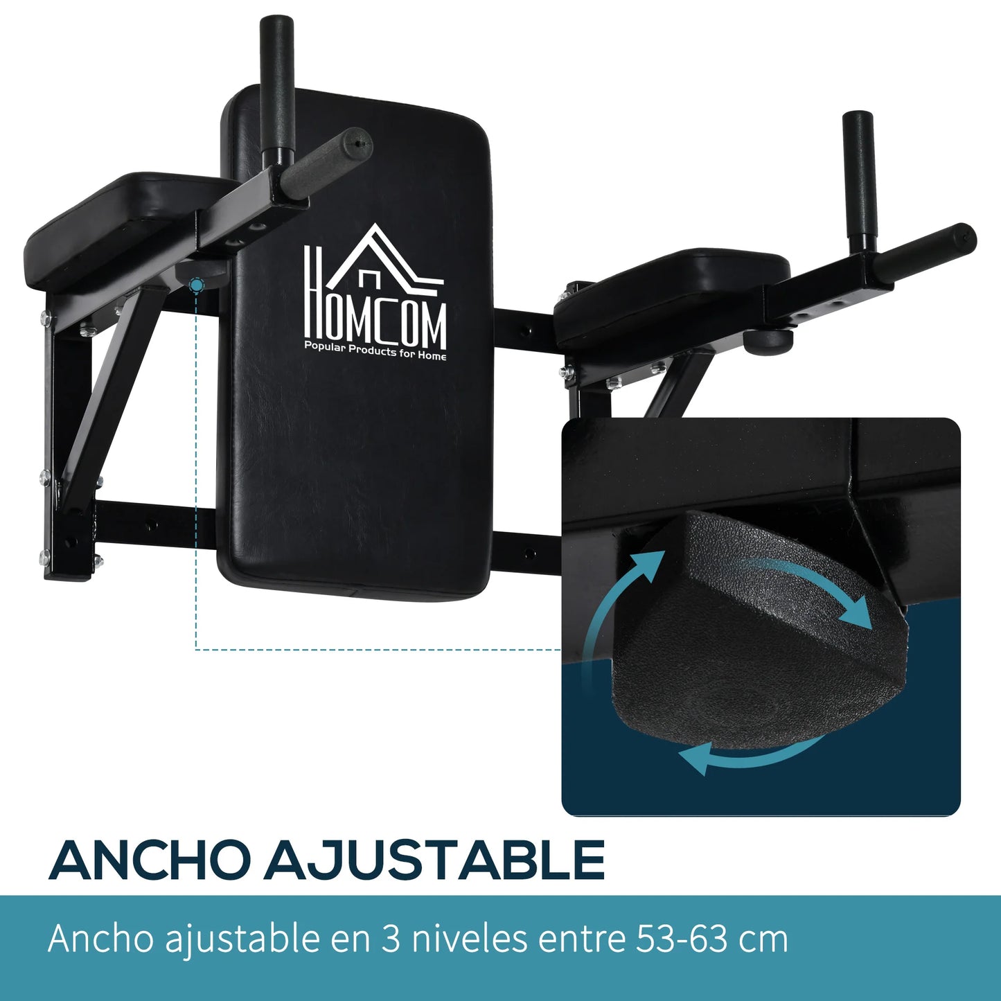 HOMCOM Barra Musculación Pared Deporte Fitness Gimnasio Dominadas Flexiones Casa